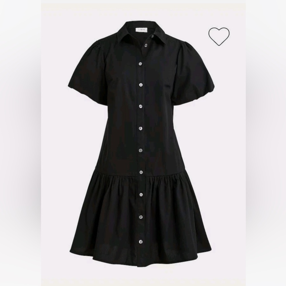 NWT J CREW Factory Bubble-sleeve shirtdress size 10P Petite CI207 Black